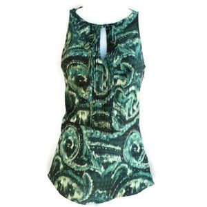 Banana Republic Sleeveless Blouse Pintuck Green 0